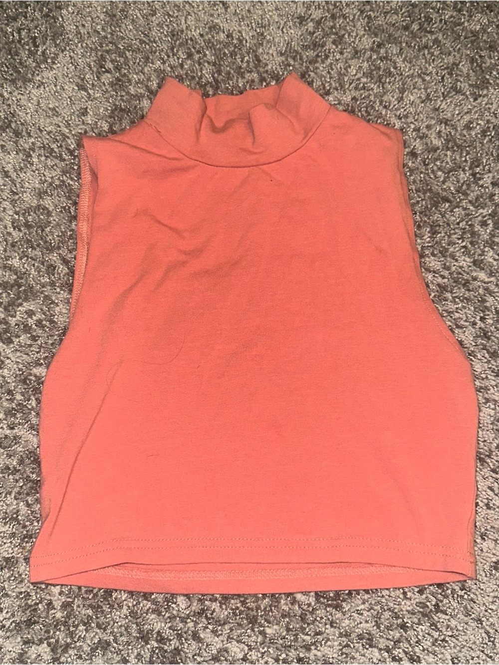 Sleeveless Mock Neck Crop Top - Coral Pink